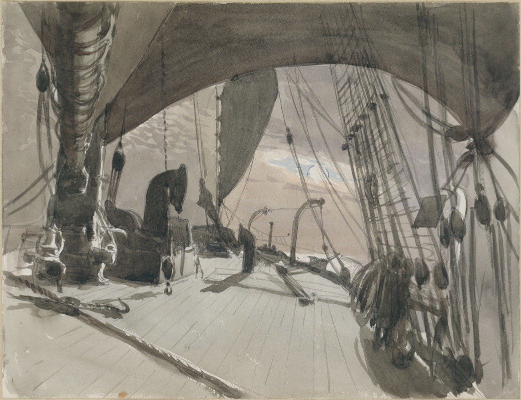 Deck of Ship in Moonlight by Джон Сингер Сарджент, 1876 — digital art print download