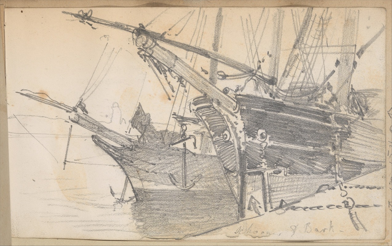 Schooner and Bark in Harbor by Джон Сингер Сарджент — digital art print download