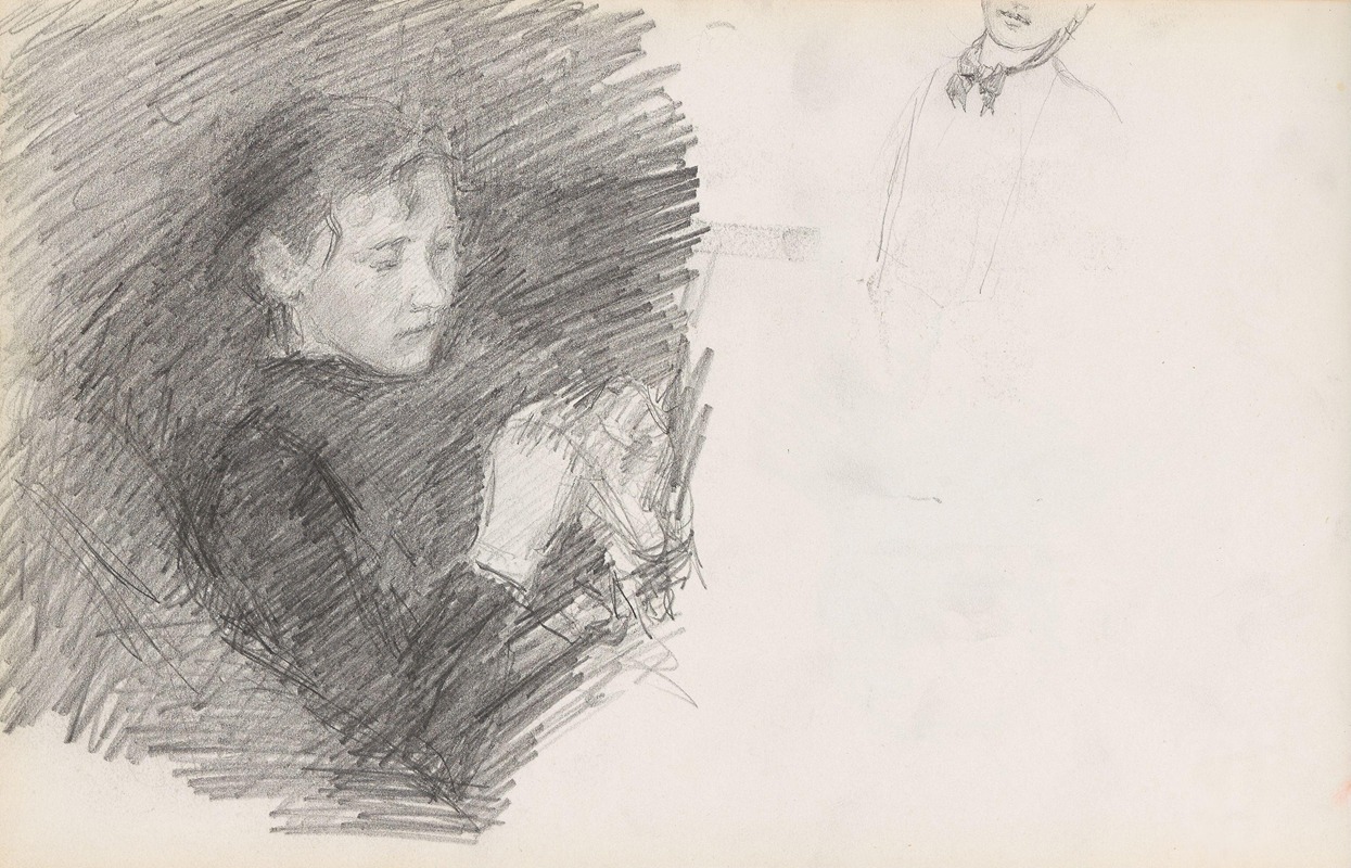 Kvinneportrett; fragment by Сигне Шиел, 1892 — digital art print download