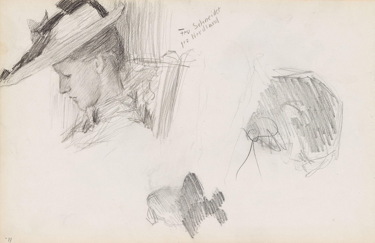 Mrs. Schneider; two sketches by Сигне Шиел, 1892 — digital art print download