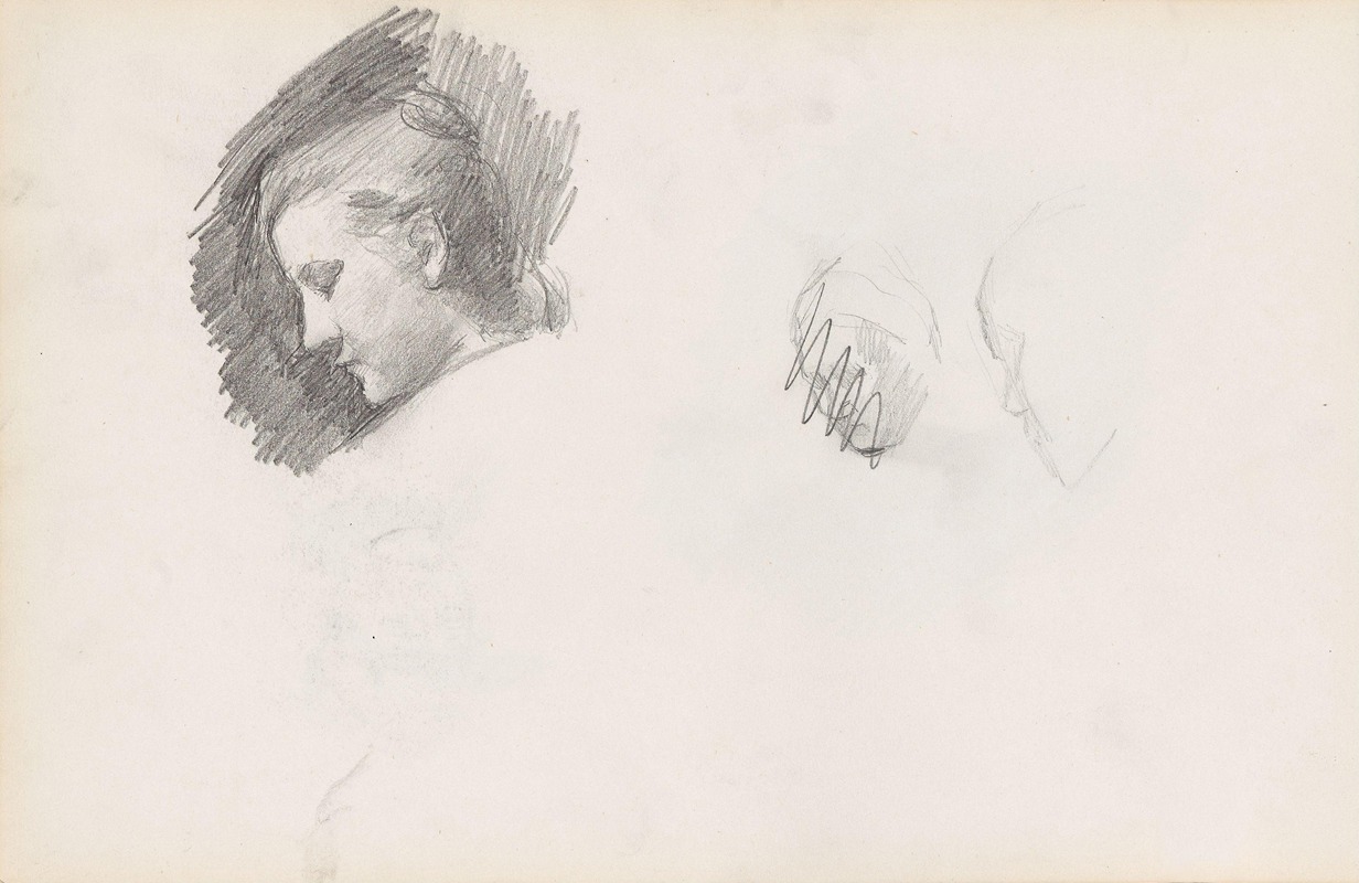 Profil kvinnehode by Signe Scheel, 1892 — digital art print download