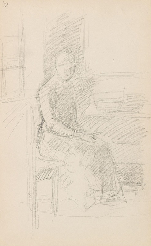 Sittende kvinne i interiør by Сигне Шиел, 1894 — digital art print download