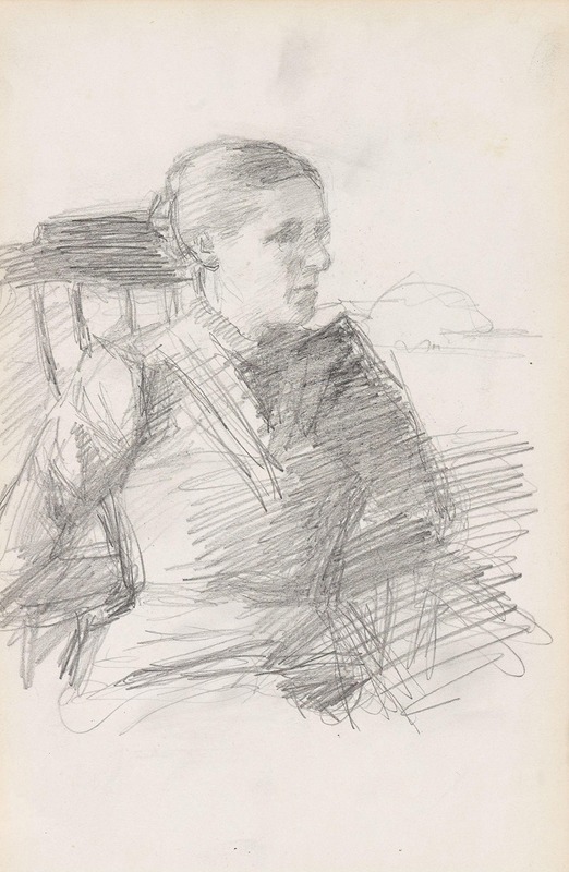 Sitting woman by Сигне Шиел, 1892 — digital art print download