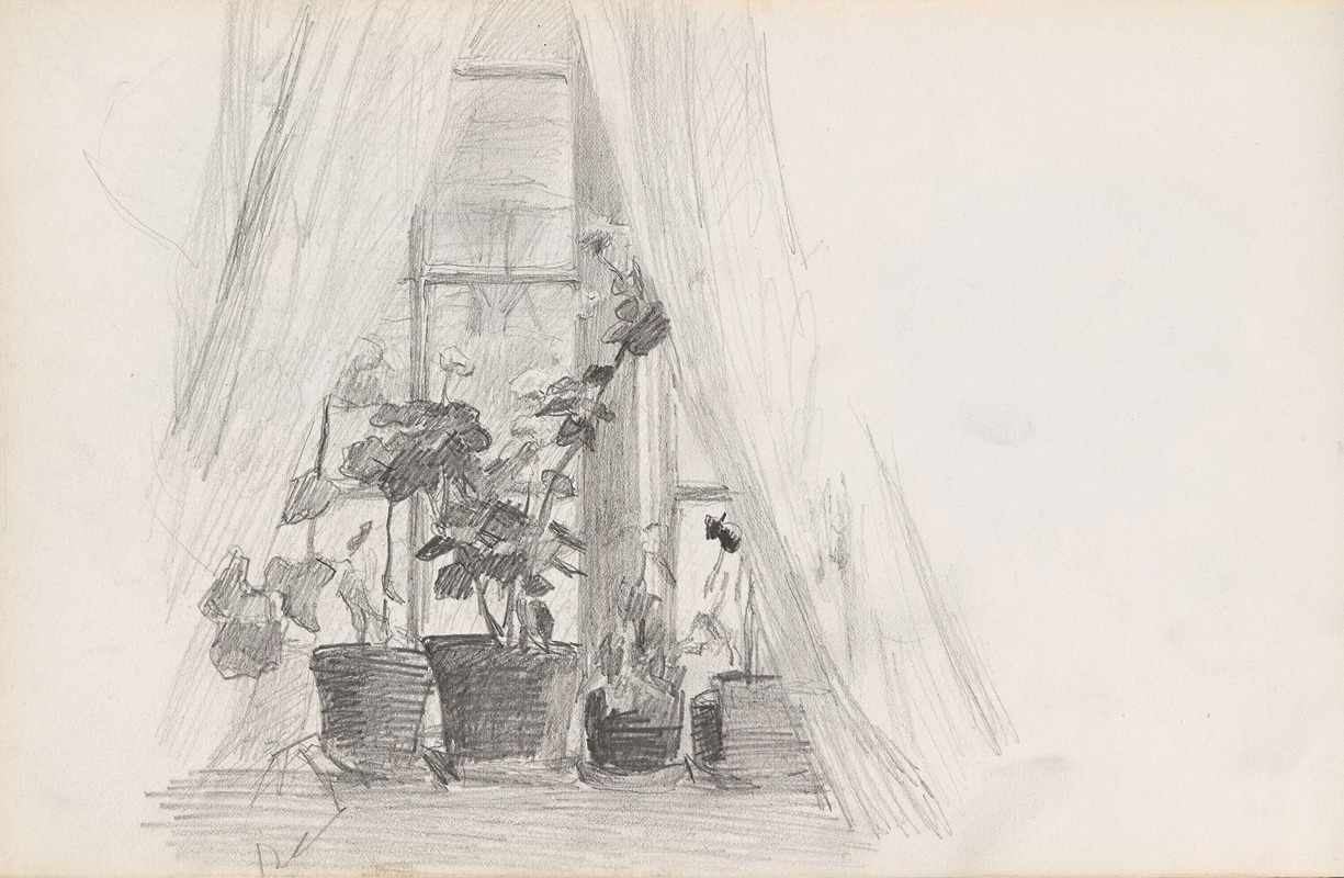 Vindu med blomster by Сигне Шиел, 1892 — digital art print download