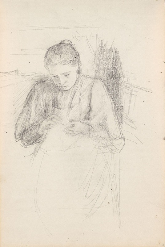 Woman sewing by Сигне Шиел — digital art print download