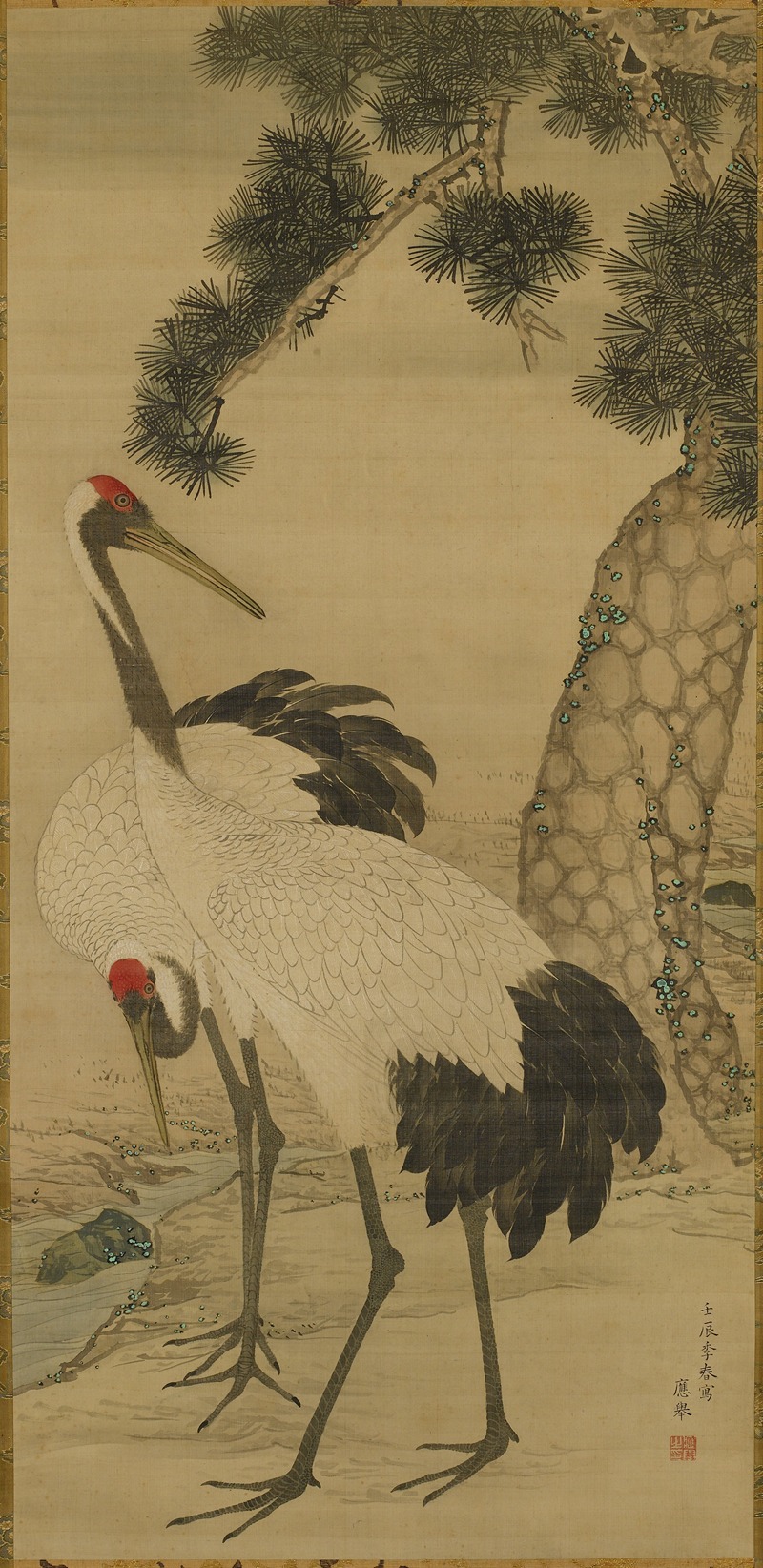 Two Cranes and a Pine Tree by Маруяма Окё — digital art print download