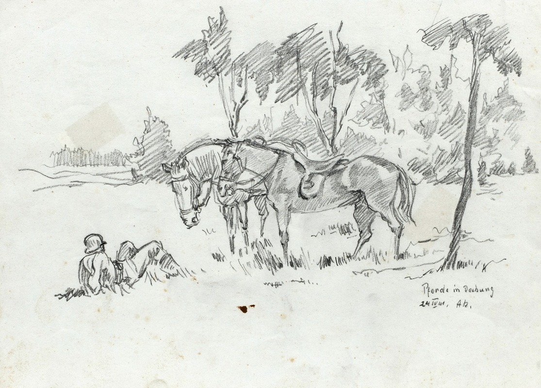 Pferde in Deckung by Август Кратцер, 1941 — digital art print download