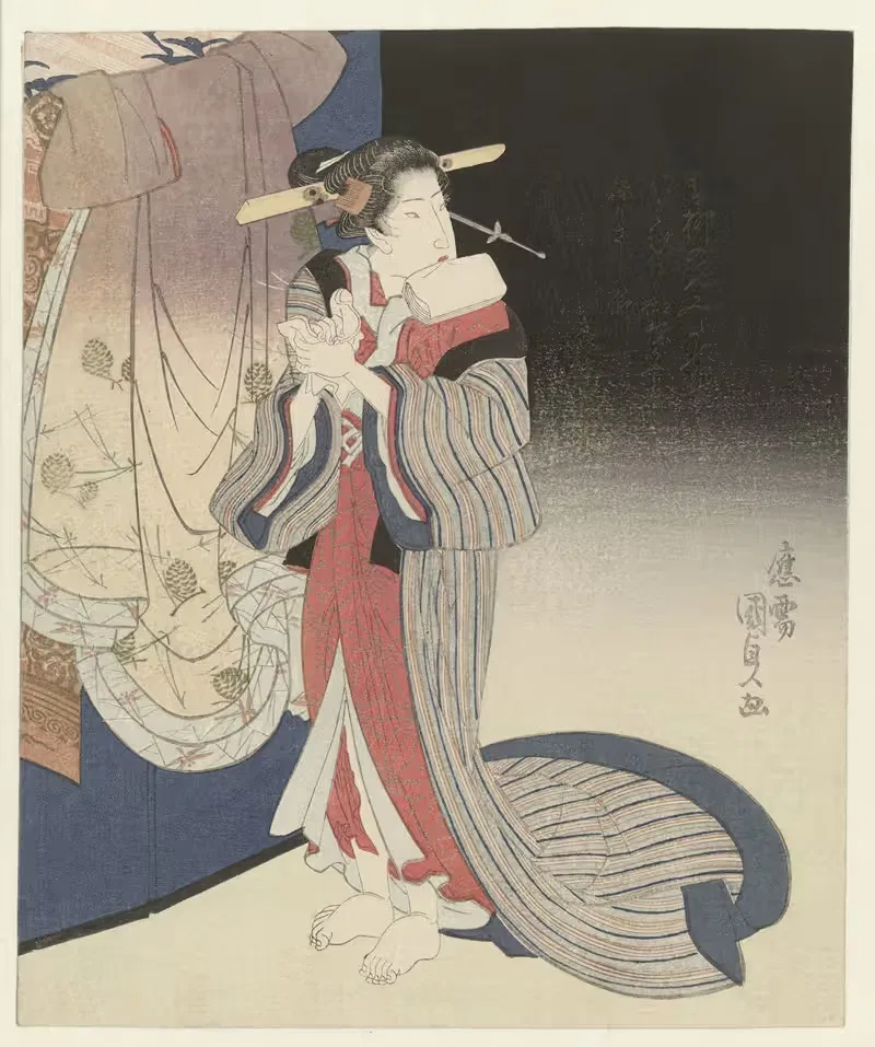Куртизанка готовится к ночи by Утагава Кунисада, 1823-1827 — digital art print download