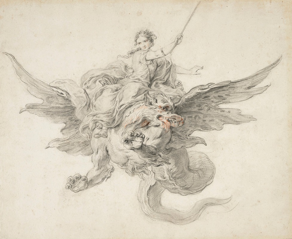 Armida on a dragon by Шарль-Антуан Койпель — digital art print download