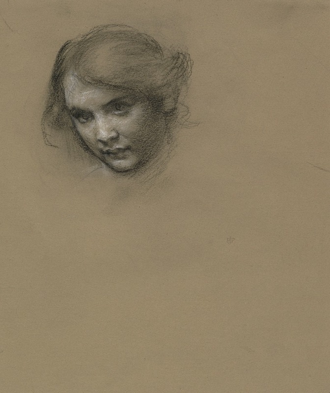 Head study of a young woman — Edward John Poynter