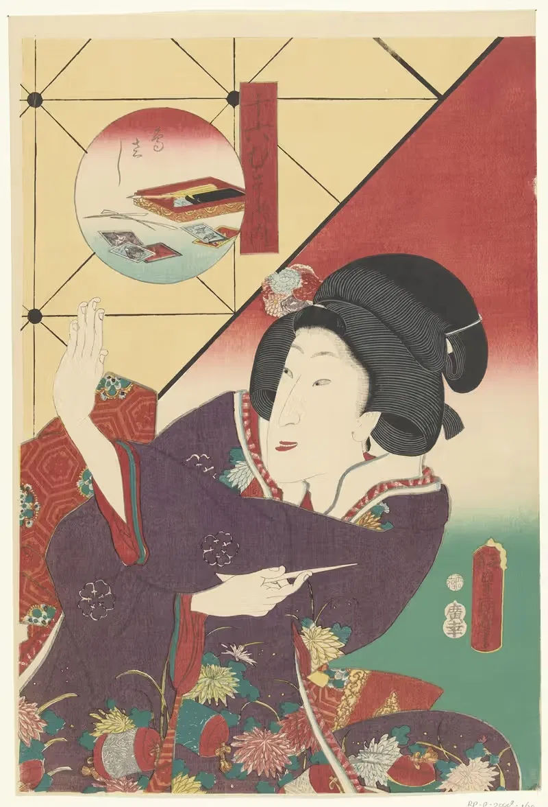 Woman in autumn kimono — Utagawa Kunisada (Toyokuni III)
