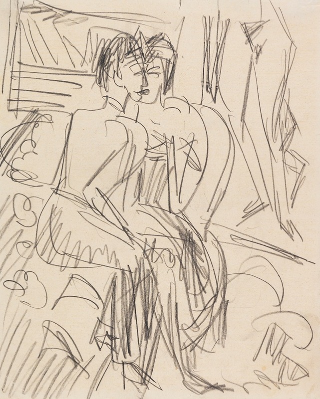 Erna und Gerda im Atelier by Ernst Ludwig Kirchner, 1912 — digital art print download