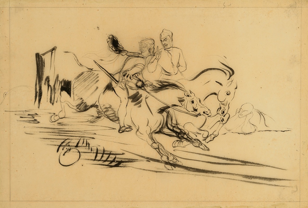 Faust and Mephistopheles galloping on Walpurgis Night by Эжен Делакруа — digital art print download