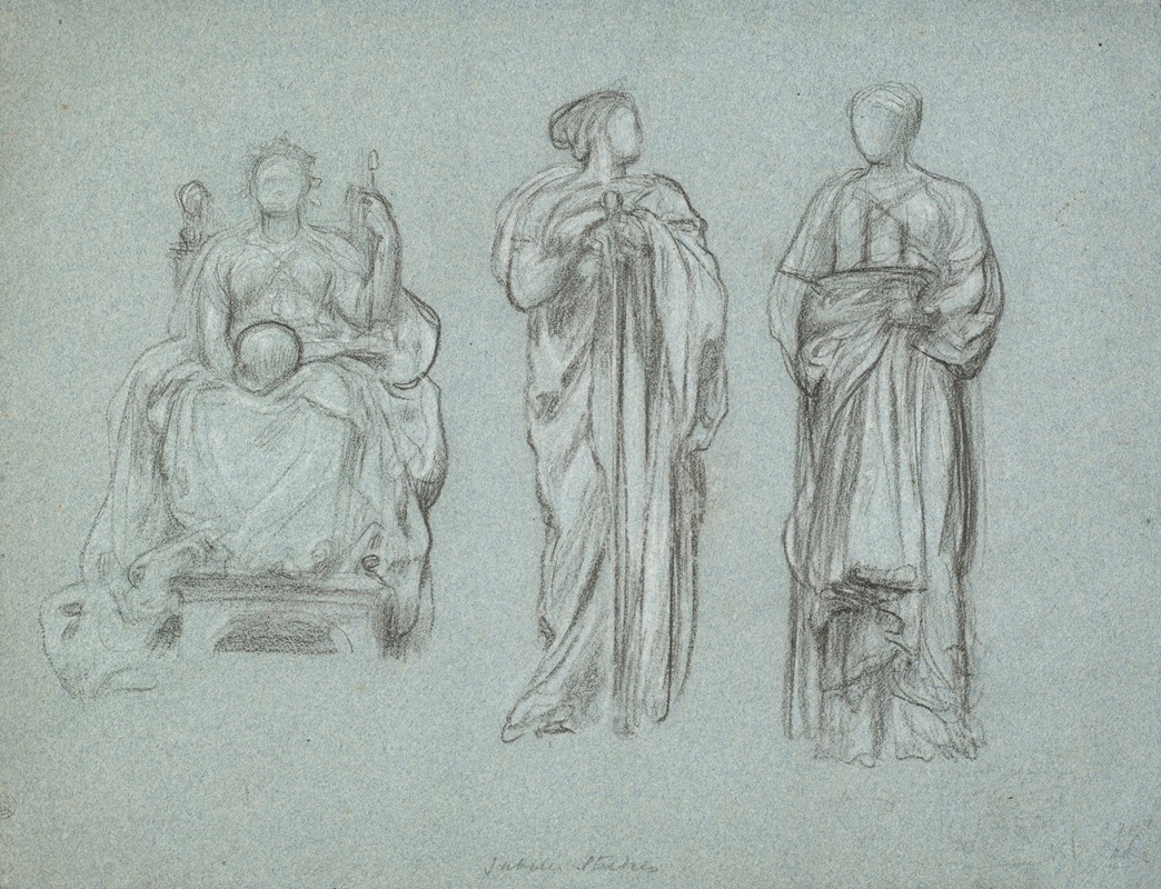 Three studies of draped female figures, one seated — Frederic Leighton