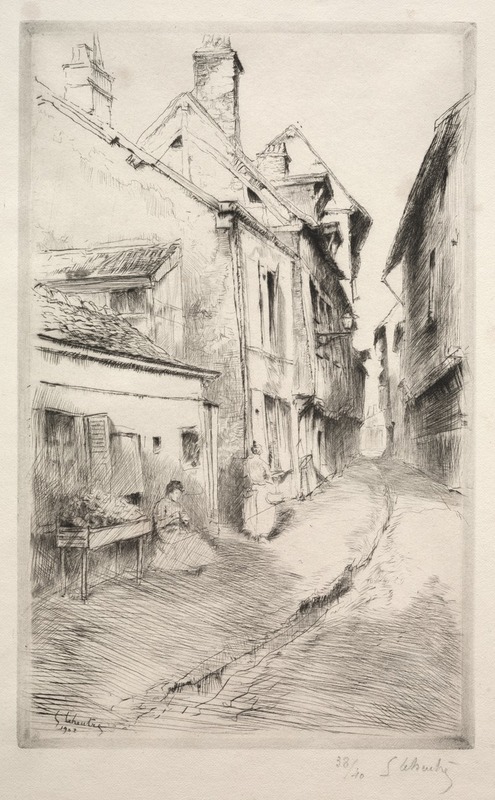 La rue de l'Ecole à Troyes by Гюстав Лёотр, 1902 — digital art print download