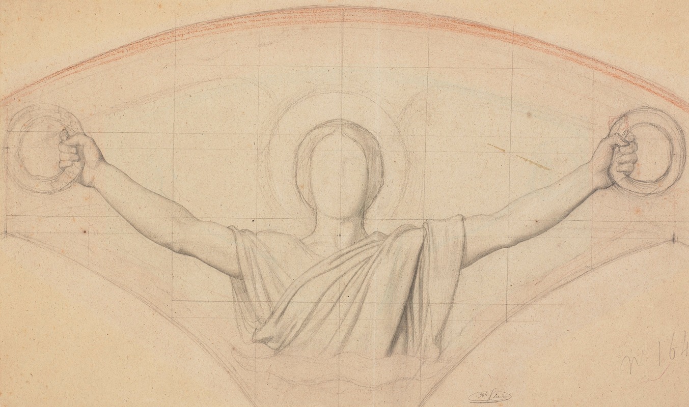 Study for an angel holding wreaths by Жан-Ипполит Фландрен — digital art print download