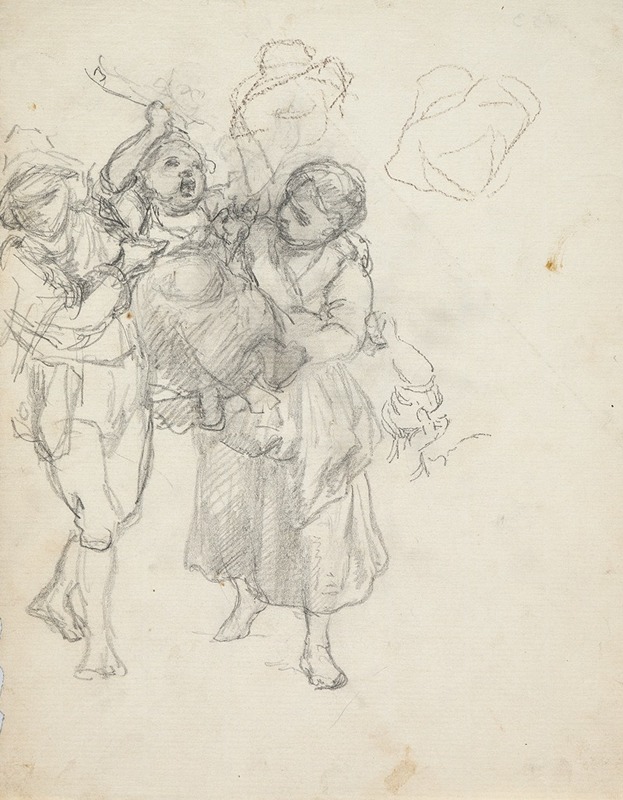 Preparatory study for; Italian children, playing by Иоганн Баптист Кирнер — digital art print download