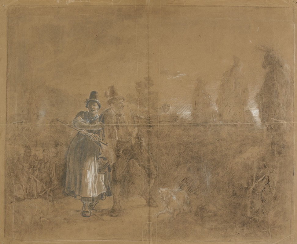 Composition study on the Haberfeldtreiben mob by Иоганн Баптист Кирнер — digital art print download