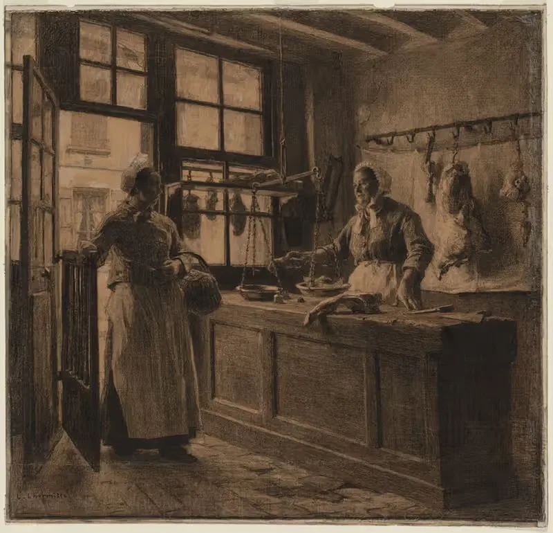Interior of a Butcher Shop — Léon Augustin Lhermitte