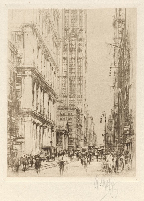 Lower Broadway, Down-Town New York by Уильям Уолкот, 1924 — digital art print download