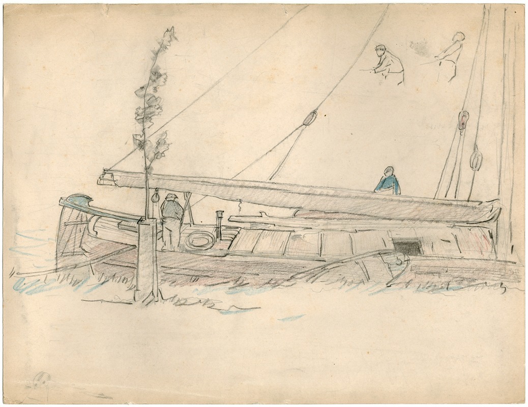Achtersteven van een zeilboot by Адольф ле Комт — digital art print download
