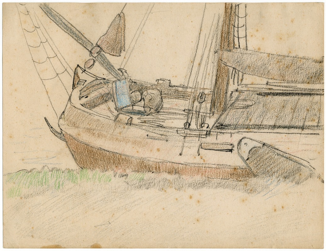 Achtersteven van een zeilboot by Адольф ле Комт — digital art print download