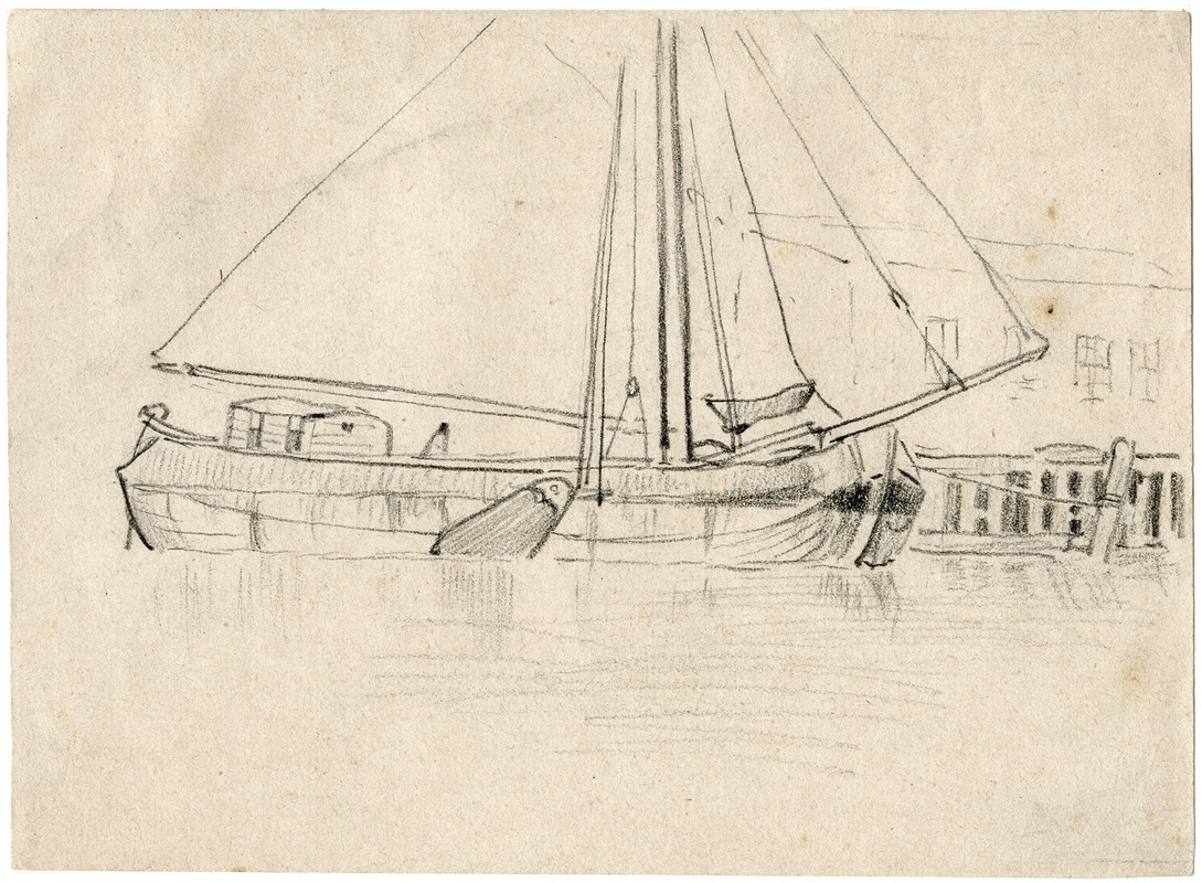 Bij kade aangemeerde boot by Adolf le Comte — digital art print download