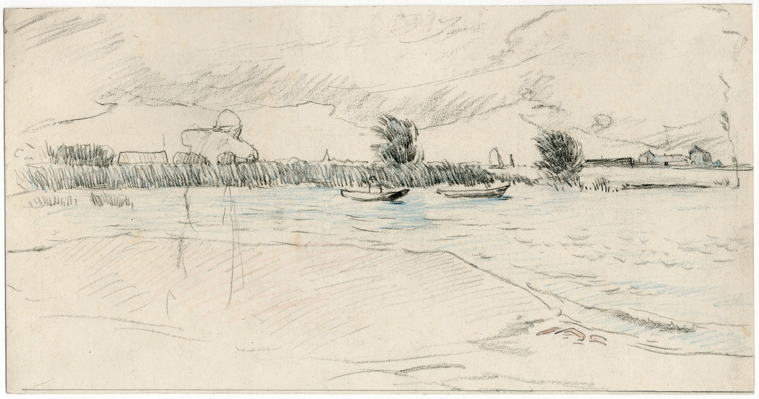 Meer met enkele roeibootjes — Adolf le Comte