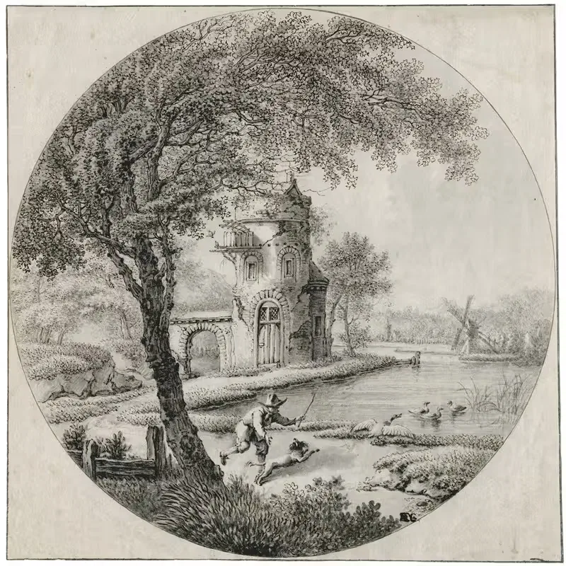 Toren aan een vijver — Barend Hendrik Thier