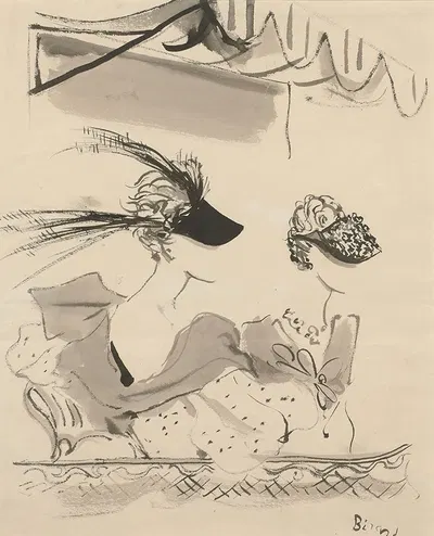 Chapeaux de Caroline Reboux, robe et cape de Louise Boulanger by Christian Bérard, 1935 — digital art print download