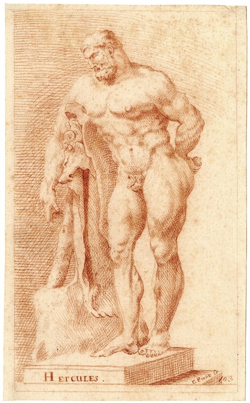 Beeld van de Hercules Farnese by Корнелис Пронк — digital art print download