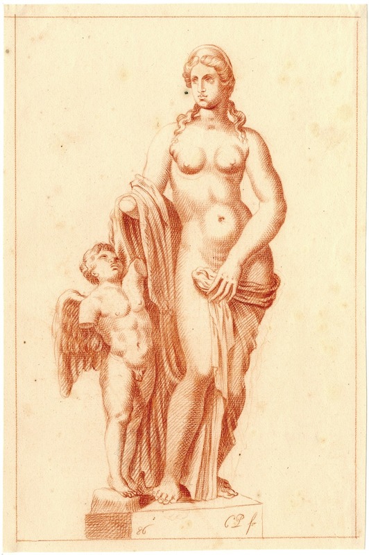 Beeld van naakte godin en Amor, Venus — Cornelis Pronk