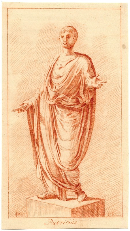 Beeld van staande jongen in toga — Cornelis Pronk