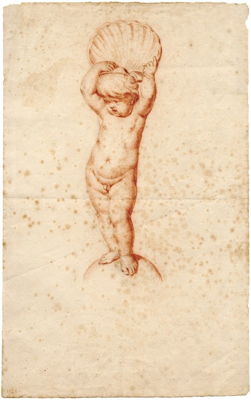 Putto met schelp boven zijn hoofd — Cornelis Pronk