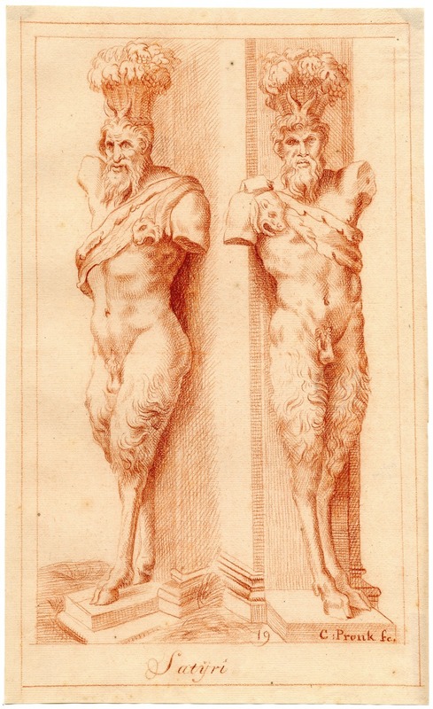 Twee beelden van een satyr by Корнелис Пронк — digital art print download