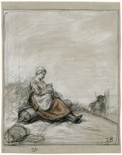Woman breastfeeding her baby by Давид Блес — digital art print download