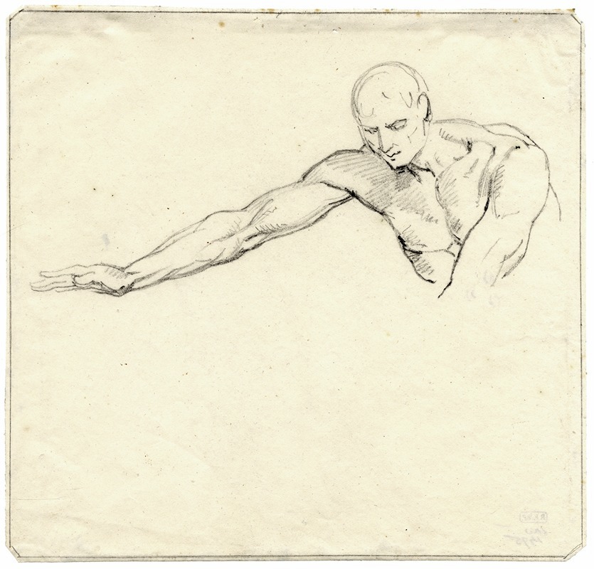 Bovenlijf v.e. man met gestrekte arm by Дэвид Хамбер де Сюпервиль — digital art print download