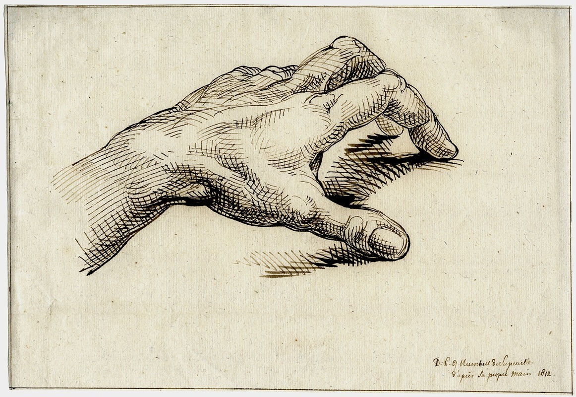 De linkerhand van Humbert, rustend op een ondergrond — David Humbert de Superville