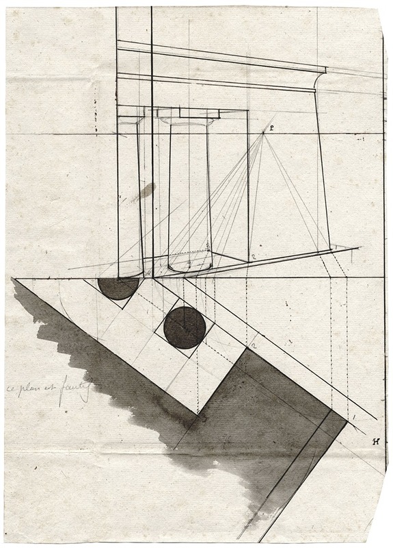 Isometric study of a portico with Doric columns — David Humbert de Superville