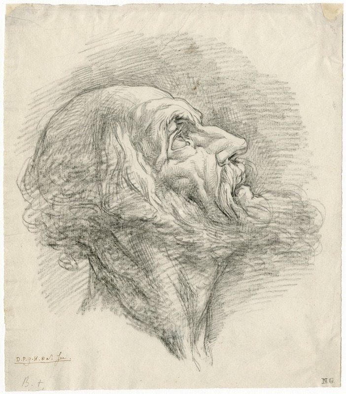 Kop van oude man en profil by Дэвид Хамбер де Сюпервиль — digital art print download