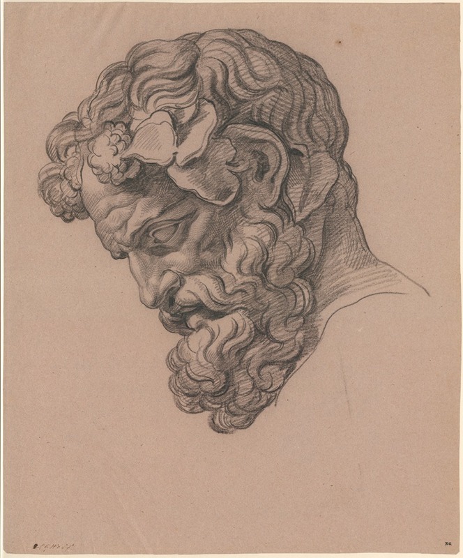 Kop van Silenus, en profil naar links gewend — David Humbert de Superville