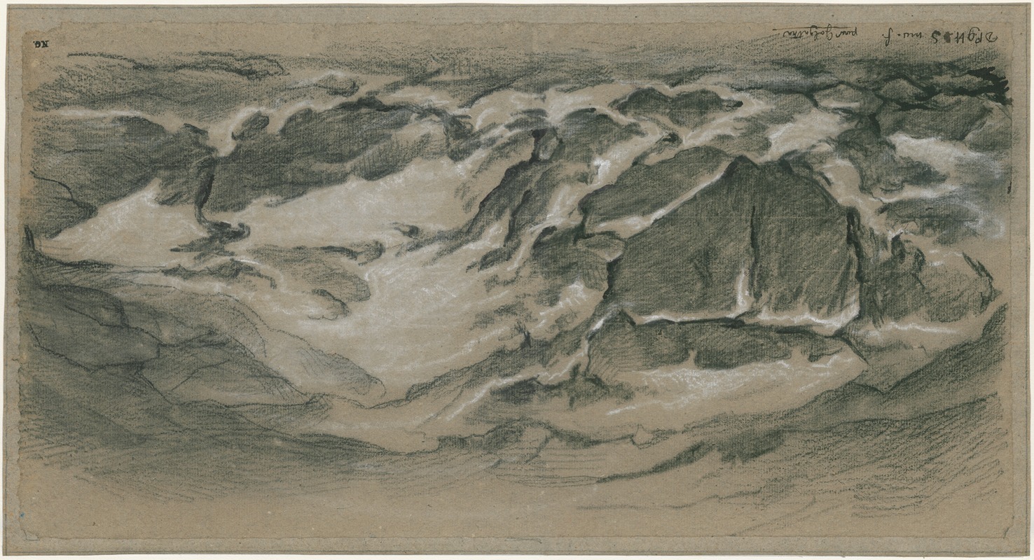 Rotsachtig berglandschap: 'pour Golgotha' — David Humbert de Superville