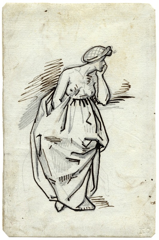 Staande vrouw, leunend op de elleboog — David Humbert de Superville
