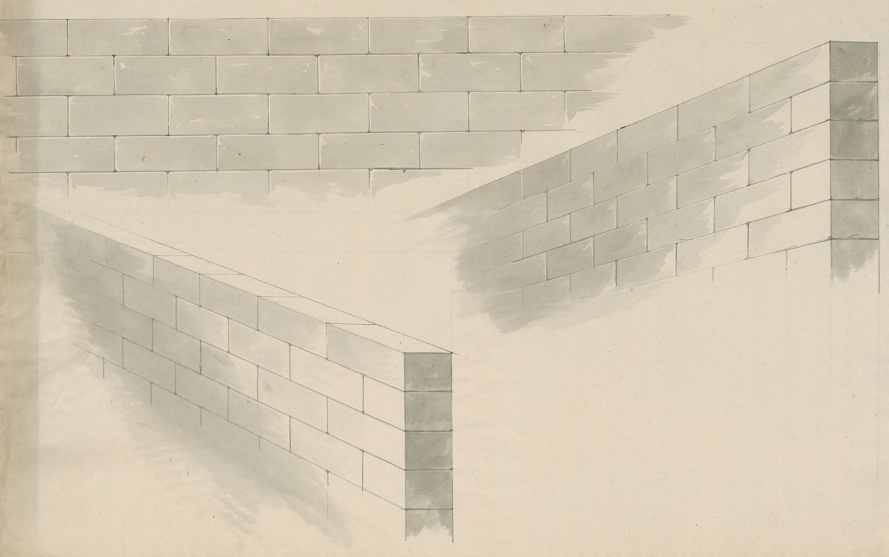 Three views of a brick wall by Дэвид Хамбер де Сюпервиль — digital art print download