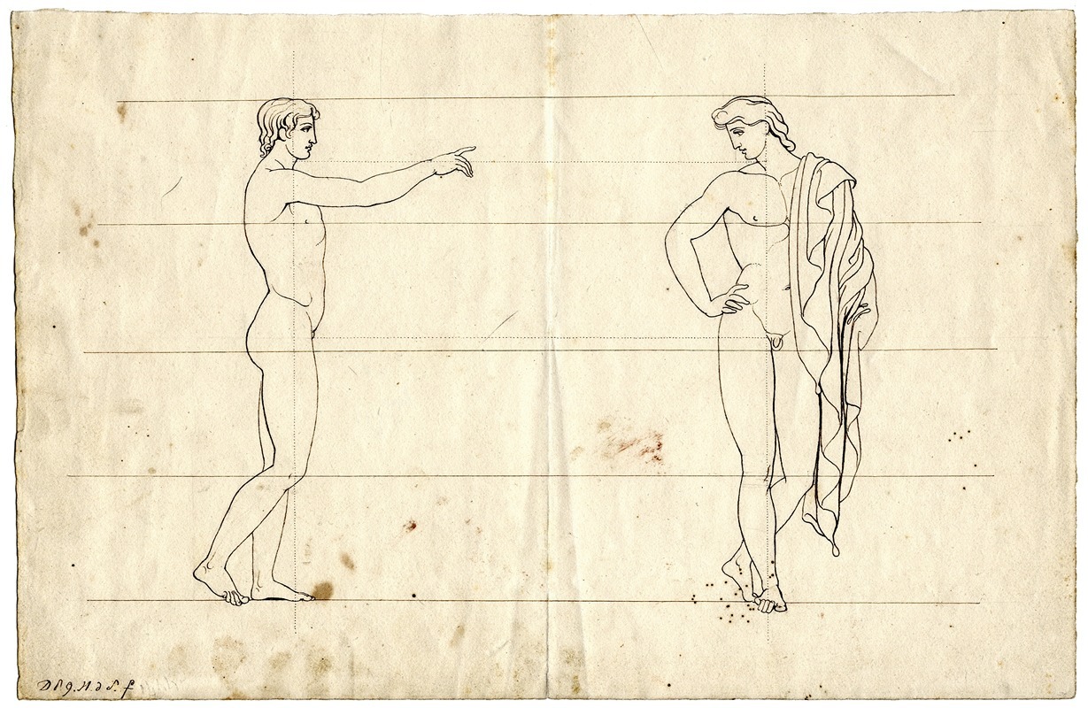 Two standing naked youths by Дэвид Хамбер де Сюпервиль — digital art print download
