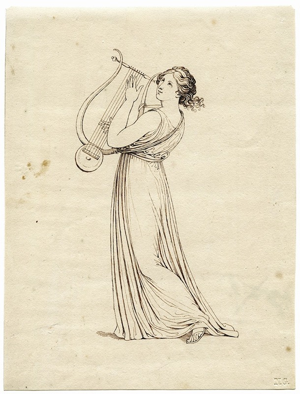Woman with a lyre by Дэвид Хамбер де Сюпервиль — digital art print download