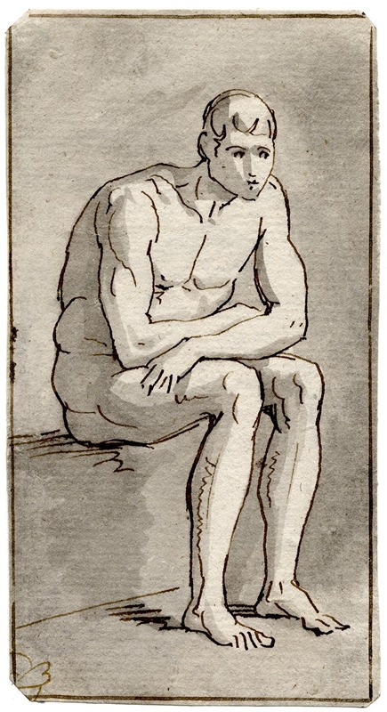 Zittende man, naaktfiguur — David Humbert de Superville