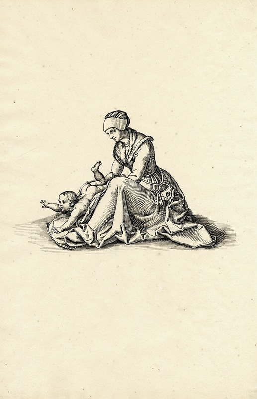 Zittende vrouw met kind by Дэвид Хамбер де Сюпервиль — digital art print download