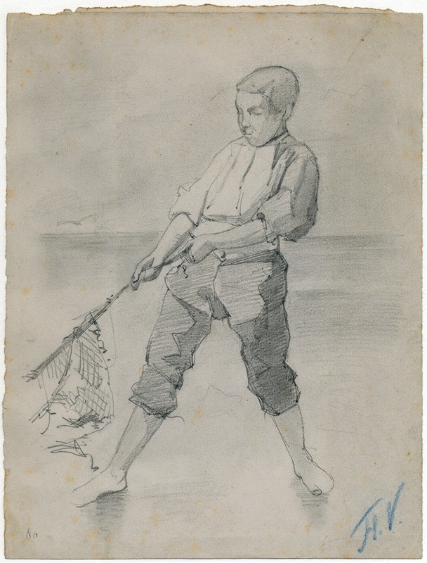 Fisherman with net by Флорис Верстер, 1880 — digital art print download