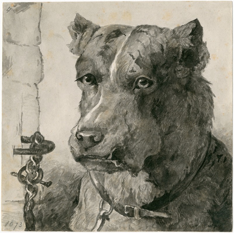 Head of a chained dog by Флорис Верстер, 1873 — digital art print download